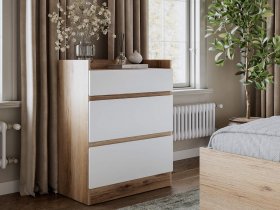 Комод 3 ящика Брауни (дуб делано/белый) в Хорошем - horoshee.mebel-nsk.ru | фото