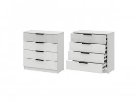 Комод 4 ящика (ЛДСП/МДФ) Эккервуд (белый) в Хорошем - horoshee.mebel-nsk.ru | фото