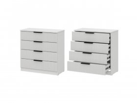Комод 4 ящика (МДФ) Эккервуд (белый) в Хорошем - horoshee.mebel-nsk.ru | фото