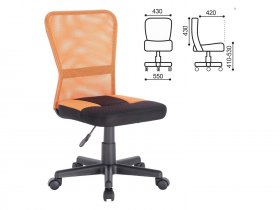 Кресло компактное BRABIX Smart MG-313, без подлокотников, комбинированное, черное/оранжевое в Хорошем - horoshee.mebel-nsk.ru | фото