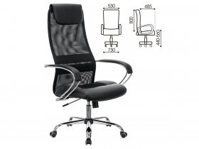 Кресло офисное BRABIX PREMIUM Stalker EX-608 CH, хром, ткань-сетка/кожзам, черное в Хорошем - horoshee.mebel-nsk.ru | фото