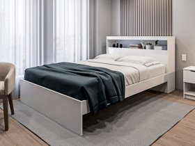 Кровать двуспальная 1,6м Бруклин СБ-3356 (белый) в Хорошем - horoshee.mebel-nsk.ru | фото