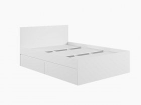 Кровать двуспальная с ящиками 1,4м Мадера-М1400 (белый) в Хорошем - horoshee.mebel-nsk.ru | фото