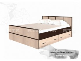 Кровать двуспальная с ящиками 1,4м Сакура (BTS) в Хорошем - horoshee.mebel-nsk.ru | фото