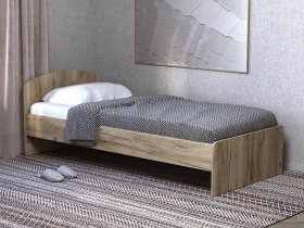 Кровать односпальная 80 с низкой спинкой (дуб крафт серый) в Хорошем - horoshee.mebel-nsk.ru | фото