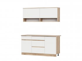 Кухонный гарнитур 1,6м Брауни (дуб делано/белый) в Хорошем - horoshee.mebel-nsk.ru | фото