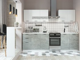 Кухонный гарнитур Дуся 2,0 м (белый глянец/цемент) в Хорошем - horoshee.mebel-nsk.ru | фото