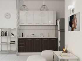 Кухонный гарнитур МДФ Выгодно и точка 2,0 м (белый глянец/ироко) в Хорошем - horoshee.mebel-nsk.ru | фото
