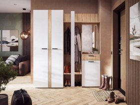 Модульная прихожая Санса (дуб сонома/белый) в Хорошем - horoshee.mebel-nsk.ru | фото