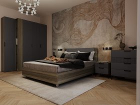 Модульная спальня Борнео (джара темная/хангва) в Хорошем - horoshee.mebel-nsk.ru | фото