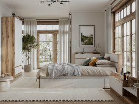 Модульная спальня Брауни (дуб делано/белый) в Хорошем - horoshee.mebel-nsk.ru | фото