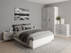 Модульная спальня Гамма (белый/цемент) в Хорошем - horoshee.mebel-nsk.ru | фото