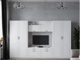 Модульная стенка Апполия (белый/белый дуб) в Хорошем - horoshee.mebel-nsk.ru | фото