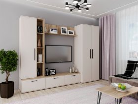 Модульная стенка Верона (сатин/дуб крафт серый) в Хорошем - horoshee.mebel-nsk.ru | фото
