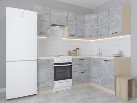Модульная угловая кухня 1,4м*2,1м Лада (цемент) в Хорошем - horoshee.mebel-nsk.ru | фото