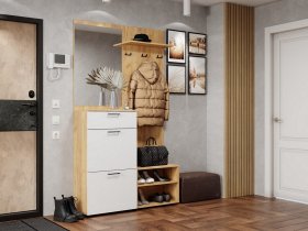 Прихожая Монтана (дуб крафт золотой/белый) в Хорошем - horoshee.mebel-nsk.ru | фото