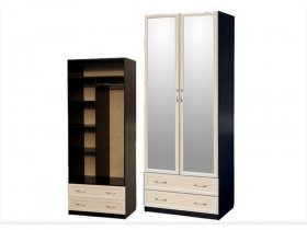 Шкаф двухстворчатый с ящиками с 2-мя зеркалами  (профиль МДФ) в Хорошем - horoshee.mebel-nsk.ru | фото