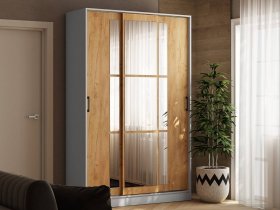 Шкаф-купе 1,4м «Стиль-2» (белый/дуб крафт золотой) в Хорошем - horoshee.mebel-nsk.ru | фото