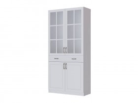 Шкаф-витрина Апполия гостиная (белый/белый дуб) в Хорошем - horoshee.mebel-nsk.ru | фото