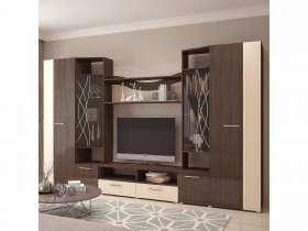 Стенка Гамма (дуб венге/дуб молочный) в Хорошем - horoshee.mebel-nsk.ru | фото