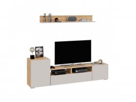Стенка «Сильвия» (дуб крафт золотой/кашемир) в Хорошем - horoshee.mebel-nsk.ru | фото