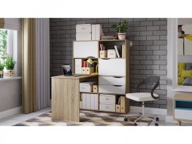Стол письменный тип 7 (дуб сонома/белый ясень) в Хорошем - horoshee.mebel-nsk.ru | фото