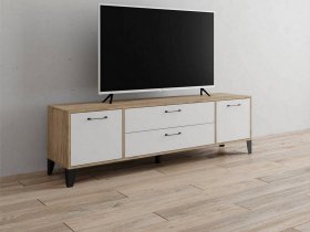 Тумба под ТВ Парус-13 (дуб крафт серый/белый) в Хорошем - horoshee.mebel-nsk.ru | фото